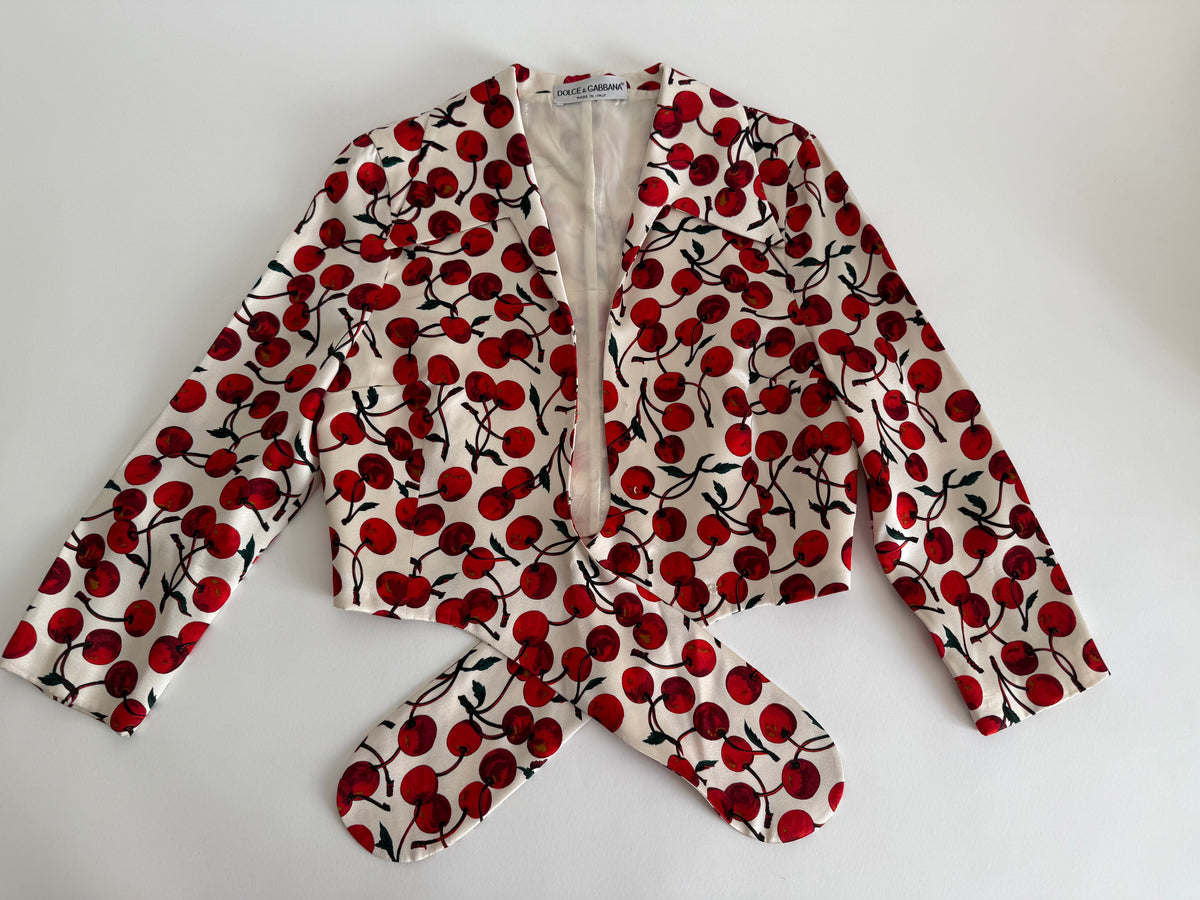 Dolce & Gabbana FW 1996 Runway silk set cherry print