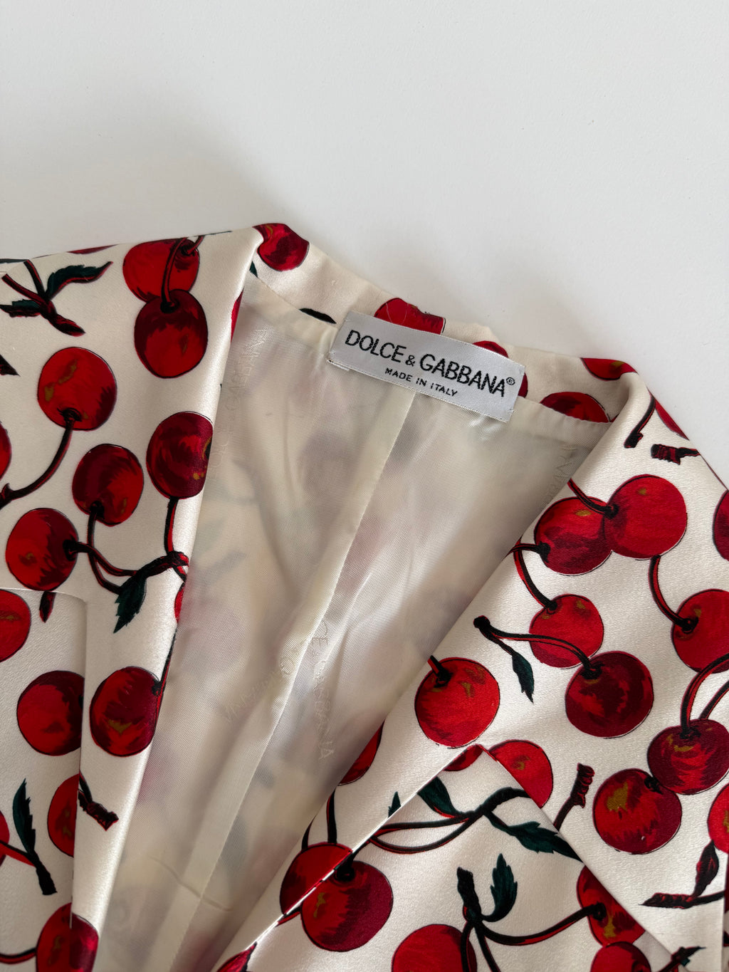 Dolce & Gabbana FW 1996 Runway silk set cherry print