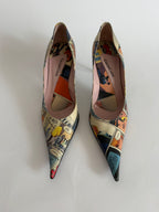 Comic leather  print high heels
