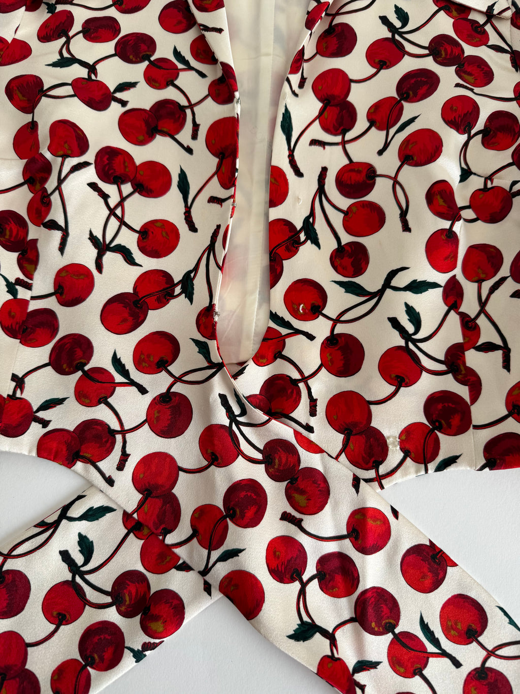 Dolce & Gabbana FW 1996 Runway silk set cherry print