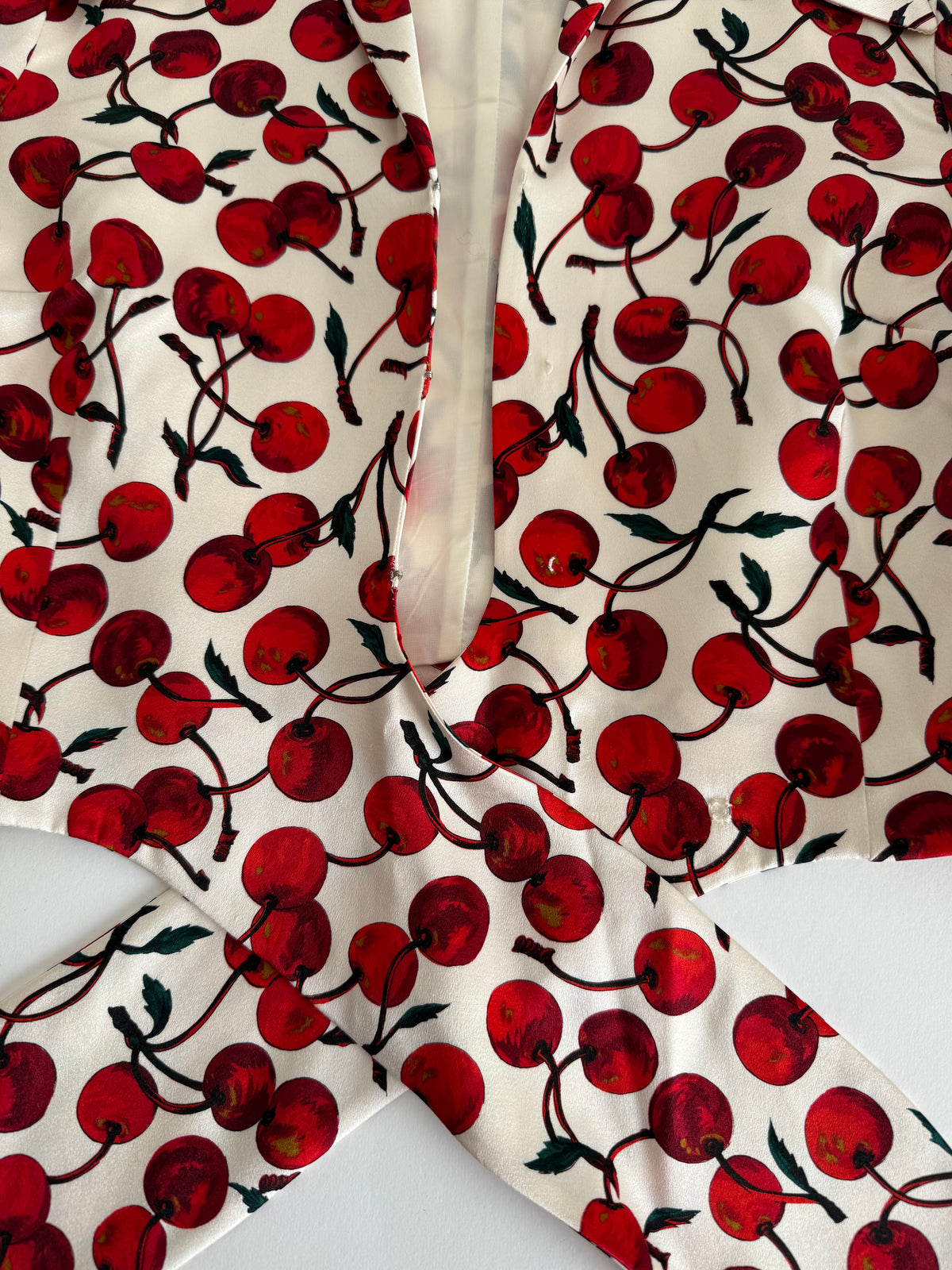 Dolce & Gabbana FW 1996 Runway silk set cherry print