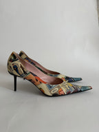 Comic leather  print high heels