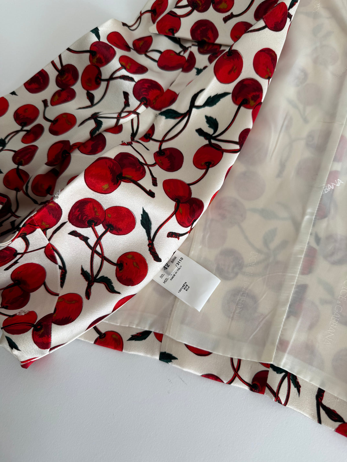 Dolce & Gabbana FW 1996 Runway silk set cherry print