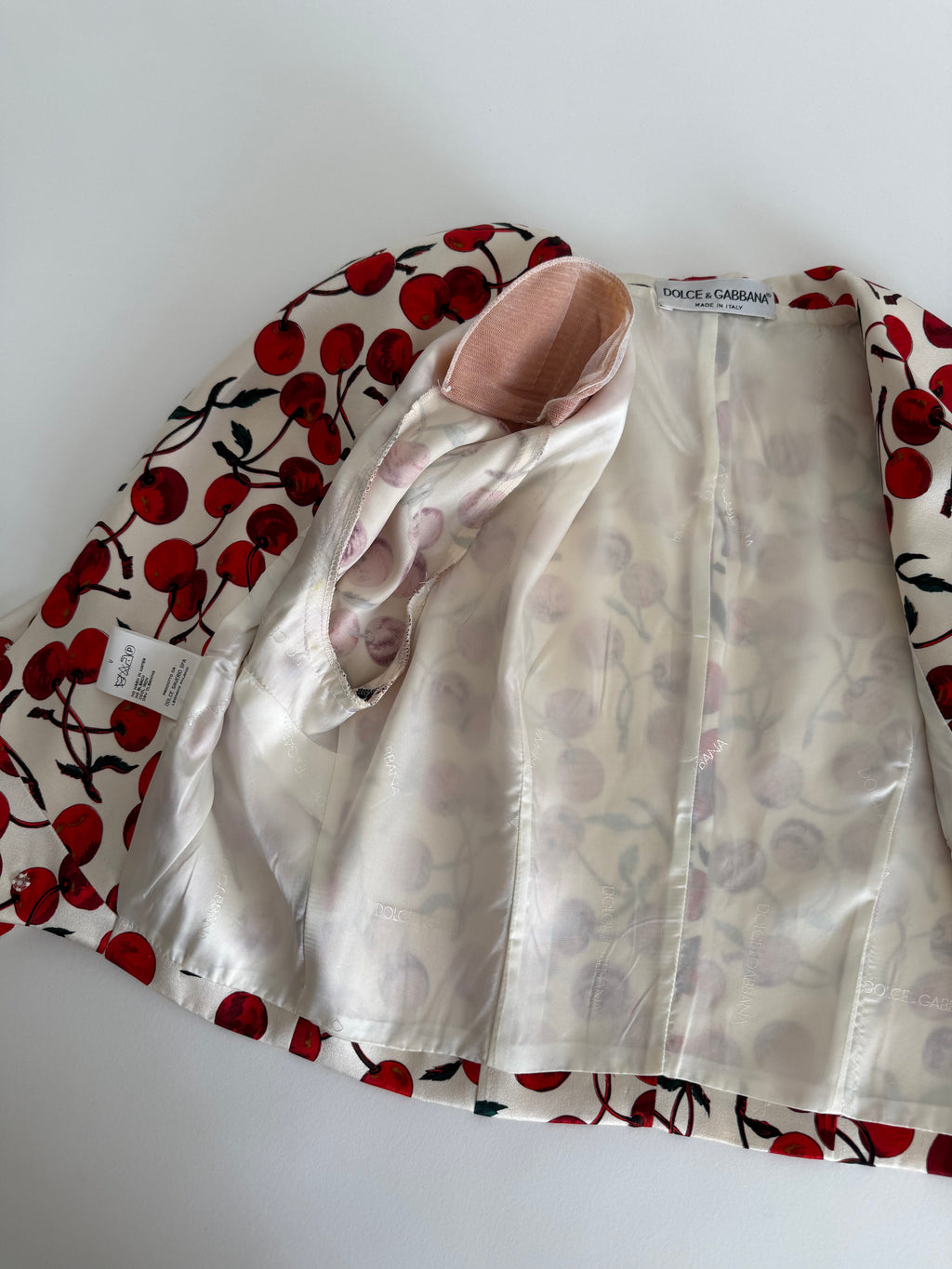 Dolce & Gabbana FW 1996 Runway silk set cherry print