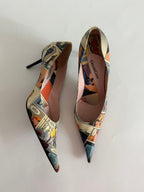 Comic leather  print high heels