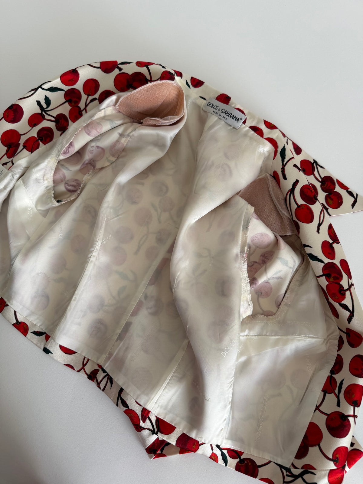 Dolce & Gabbana FW 1996 Runway silk set cherry print