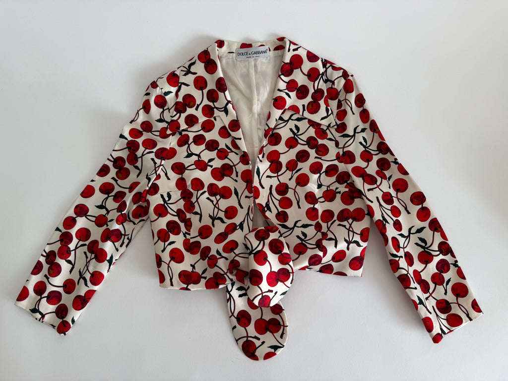 Dolce & Gabbana FW 1996 Runway silk set cherry print