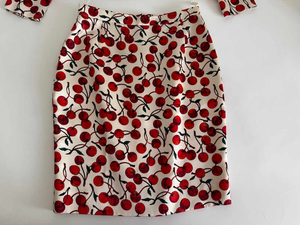 Dolce & Gabbana FW 1996 Runway silk set cherry print
