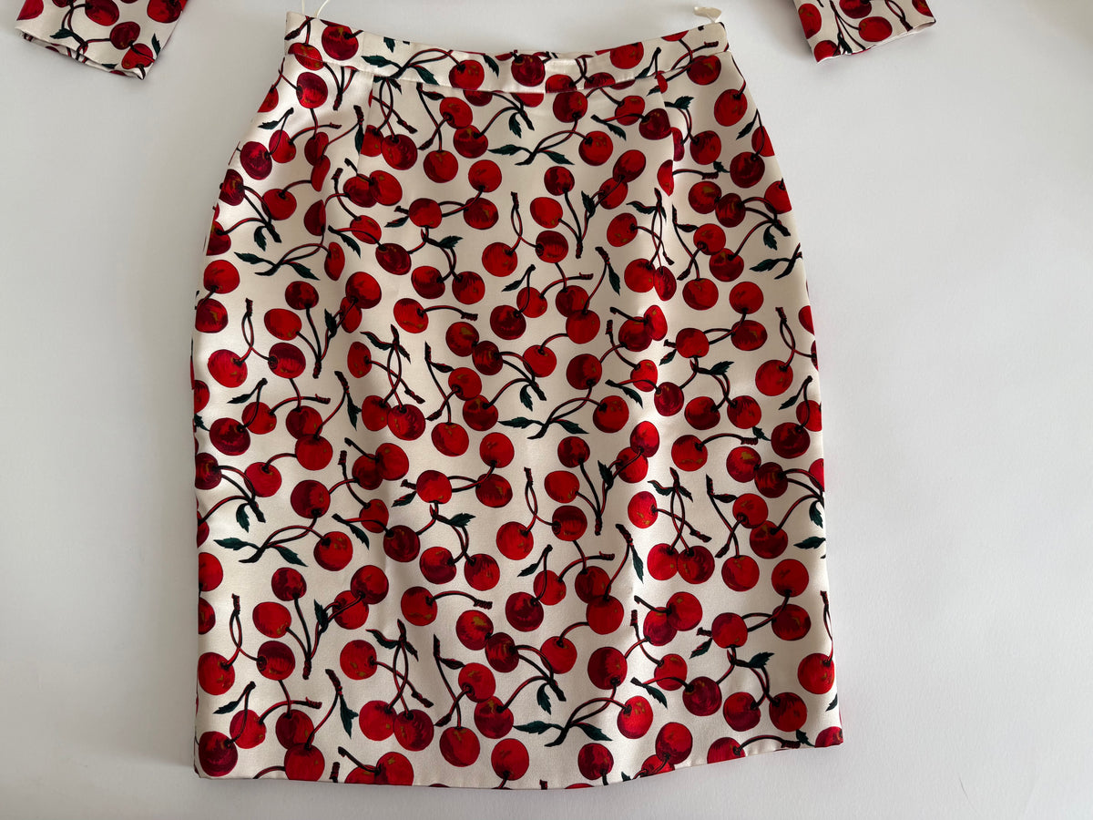 Dolce & Gabbana FW 1996 Runway silk set cherry print