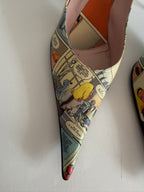 Comic leather  print high heels