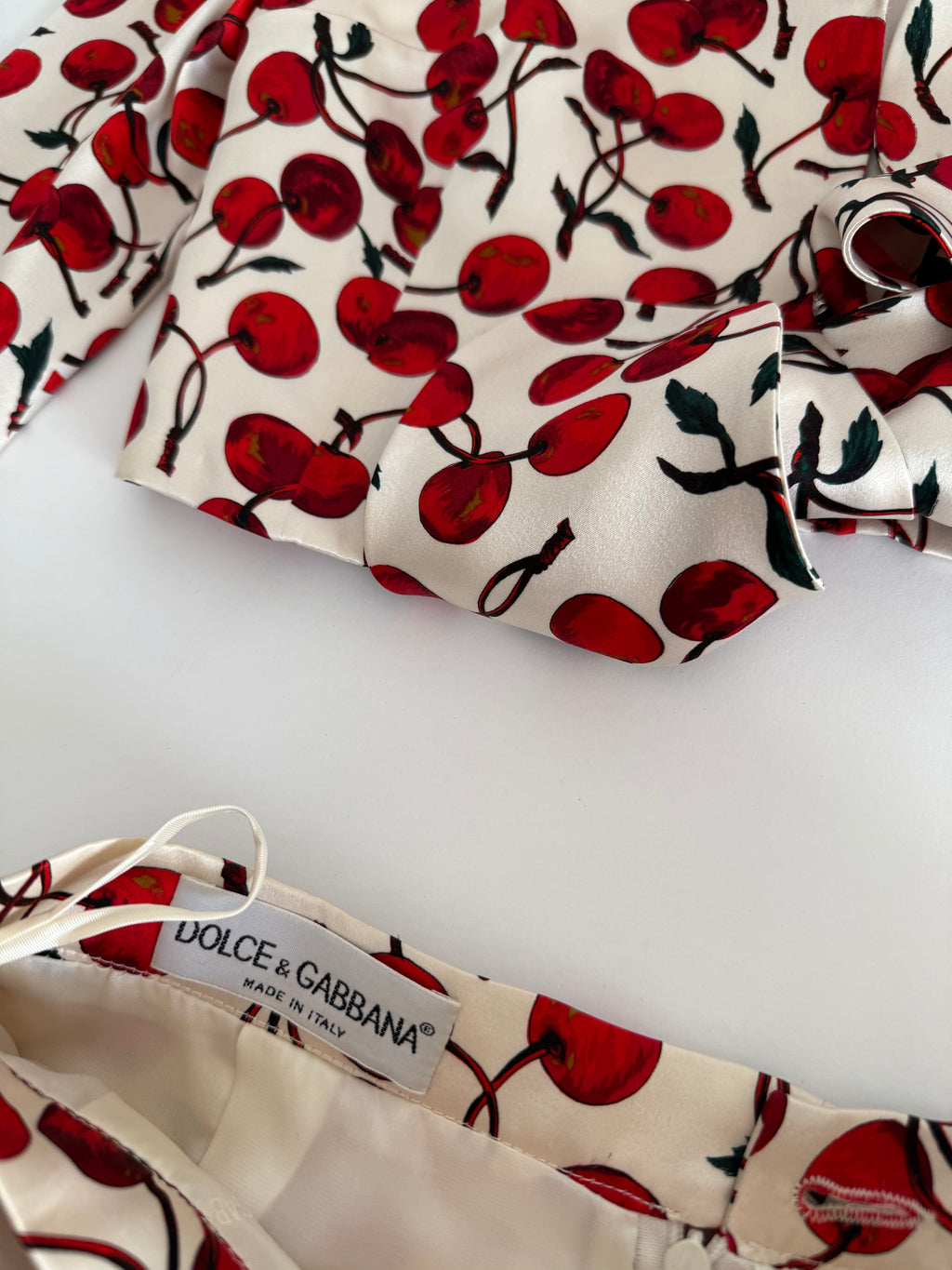 Dolce & Gabbana FW 1996 Runway silk set cherry print