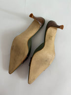 Vintage green brown mules