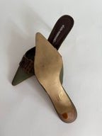 Vintage green brown mules