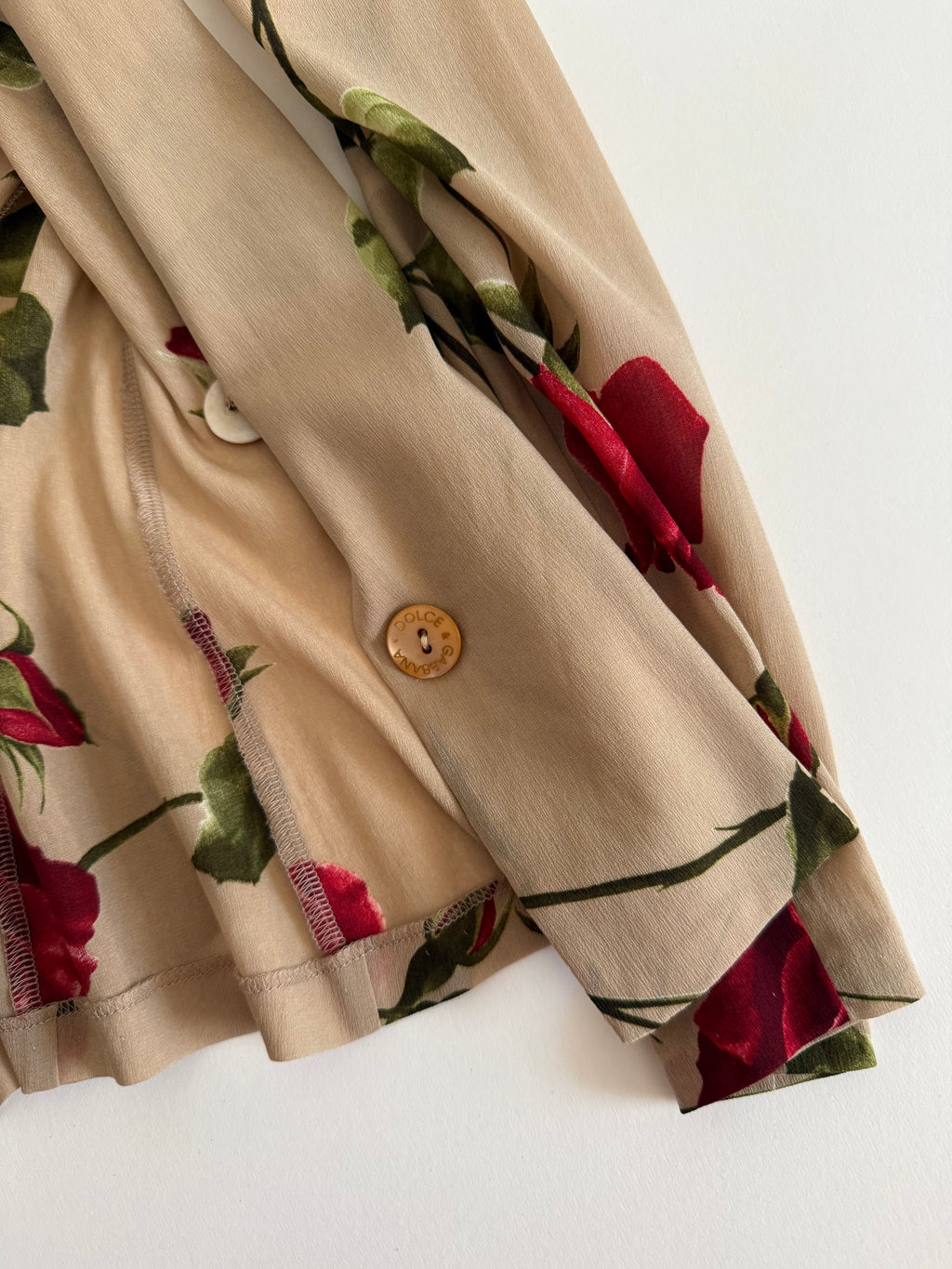 Dolce & Gabbana SS 1997 beige silk rose print set