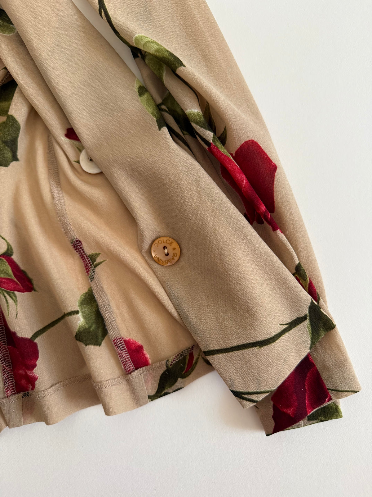 Dolce & Gabbana SS 1997 beige silk rose print set