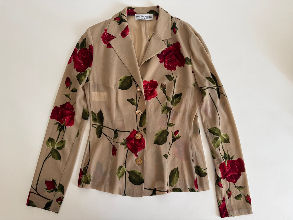 Dolce & Gabbana SS 1997 beige silk rose print set