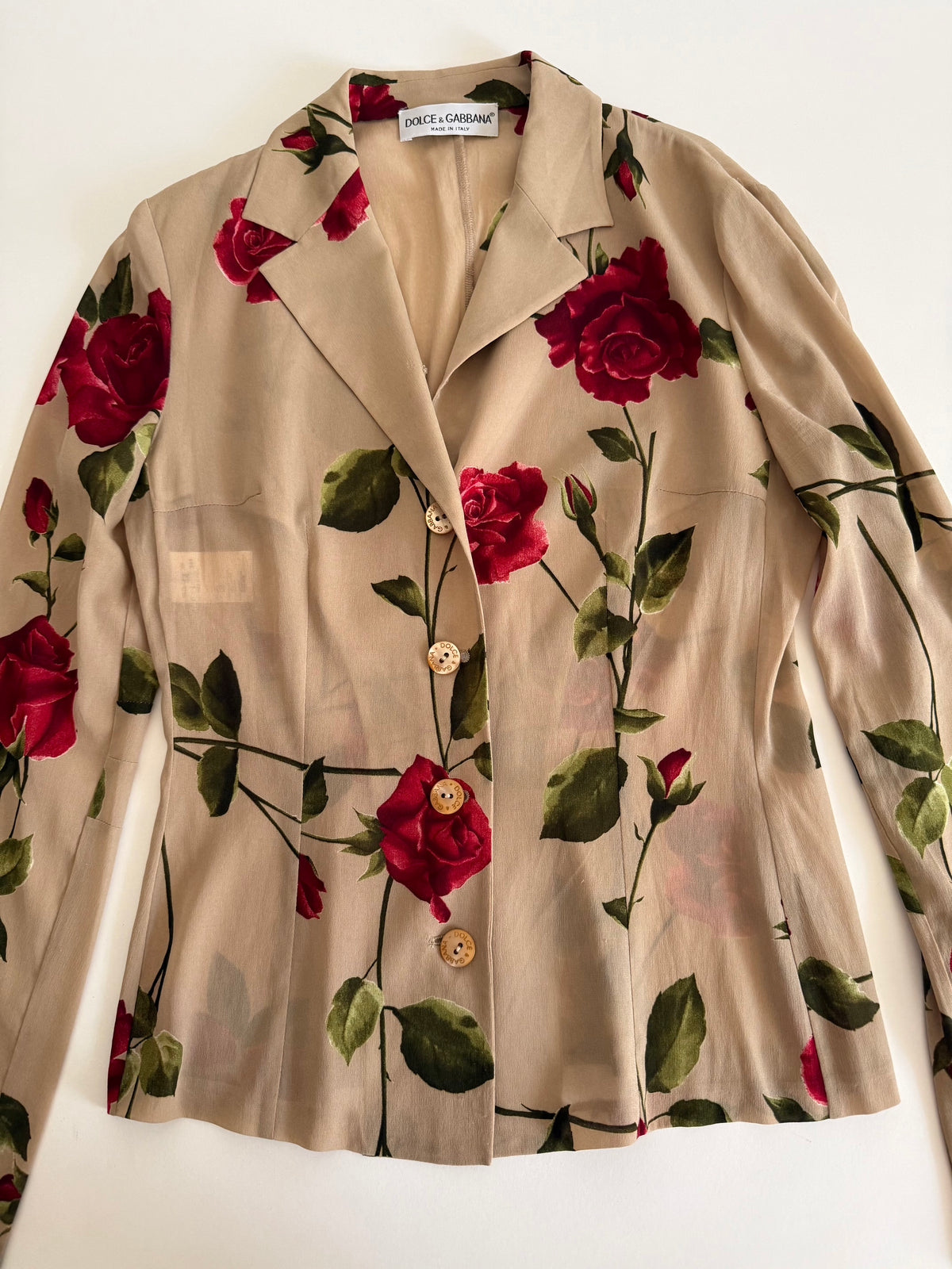 Dolce & Gabbana SS 1997 beige silk rose print set