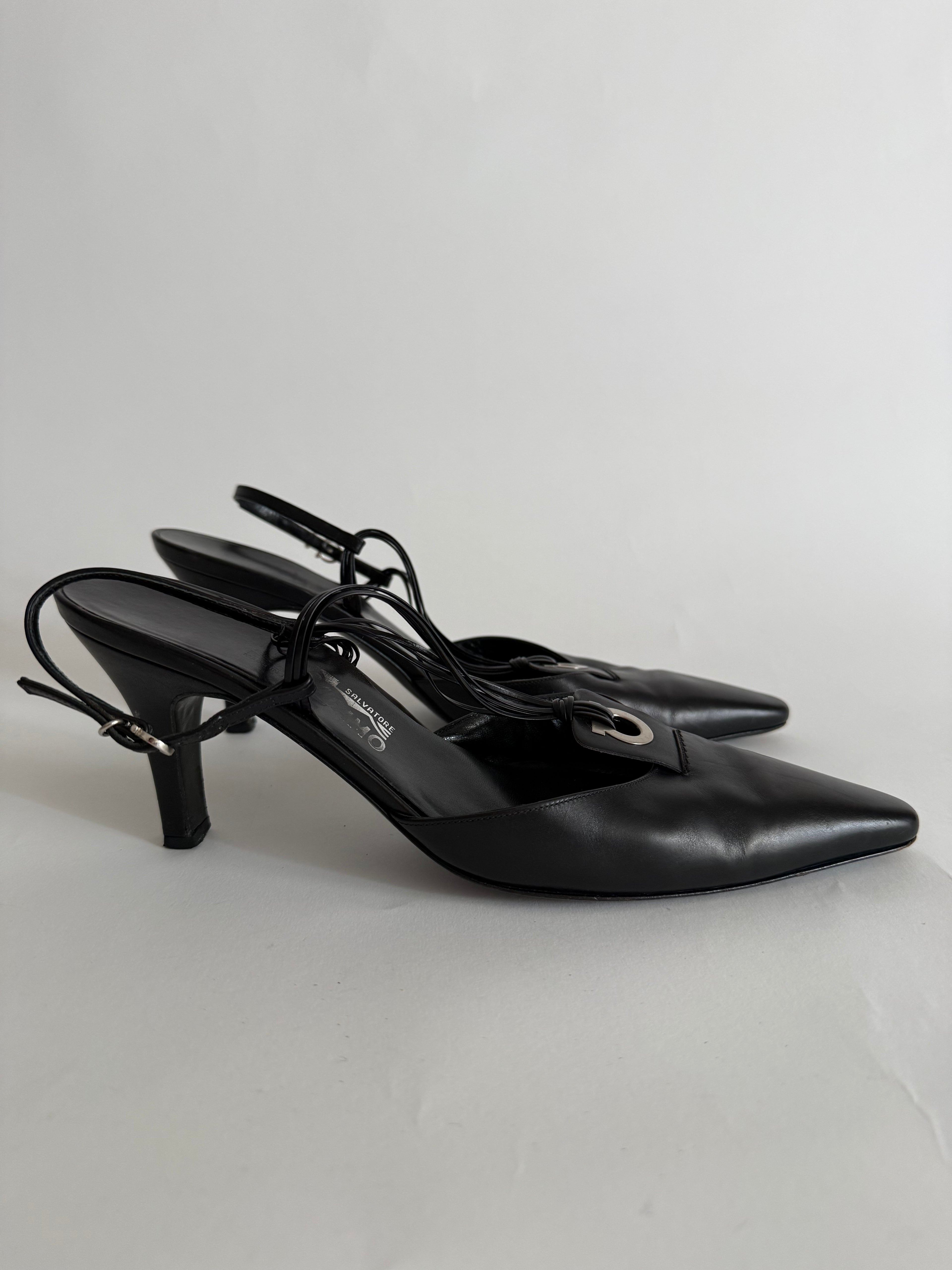 Salvatore Ferragamo 90s black mules