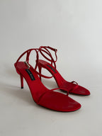 Vintage 90s red satin sandals