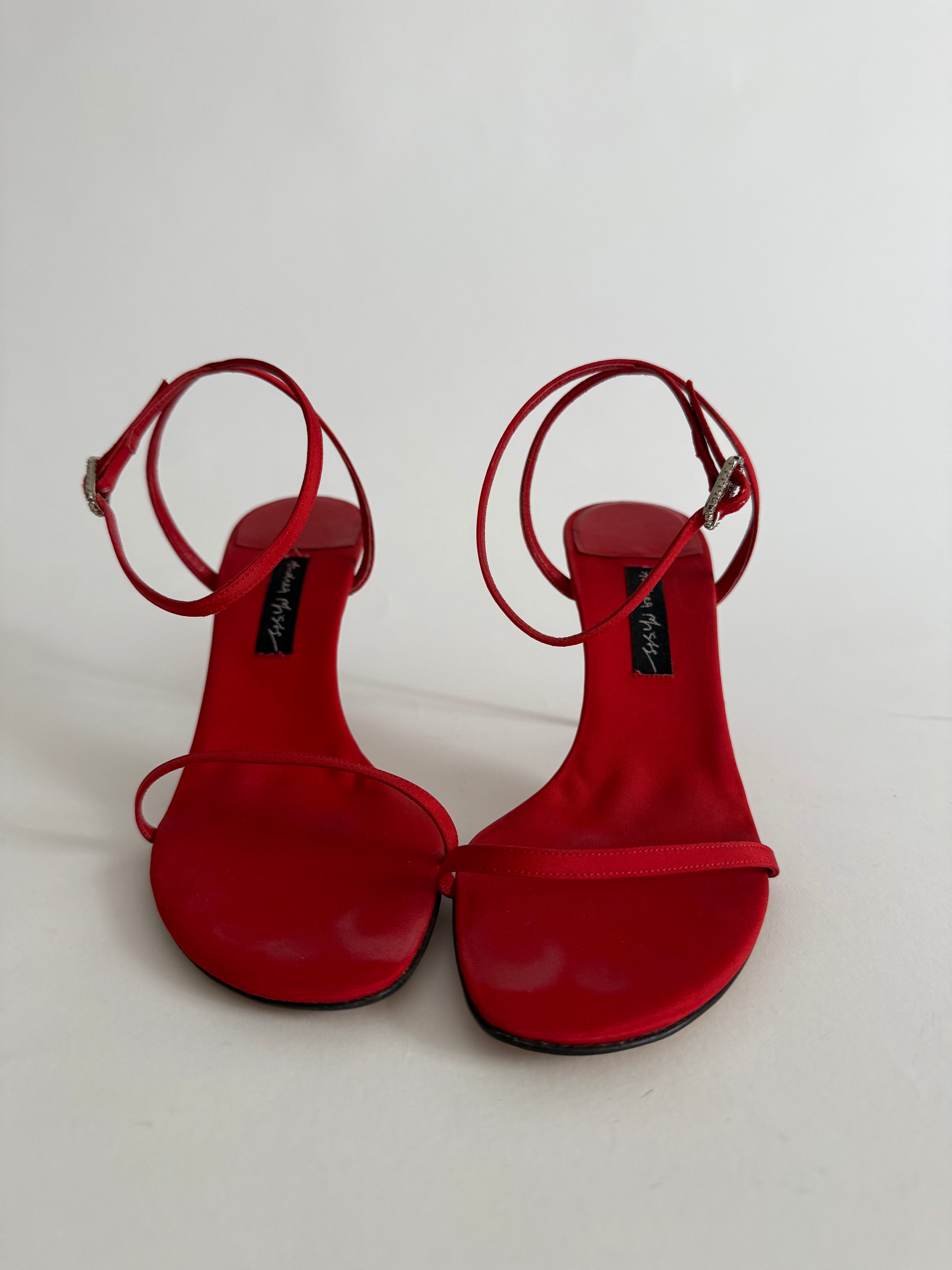 Vintage 90s red satin sandals