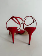 Vintage 90s red satin sandals