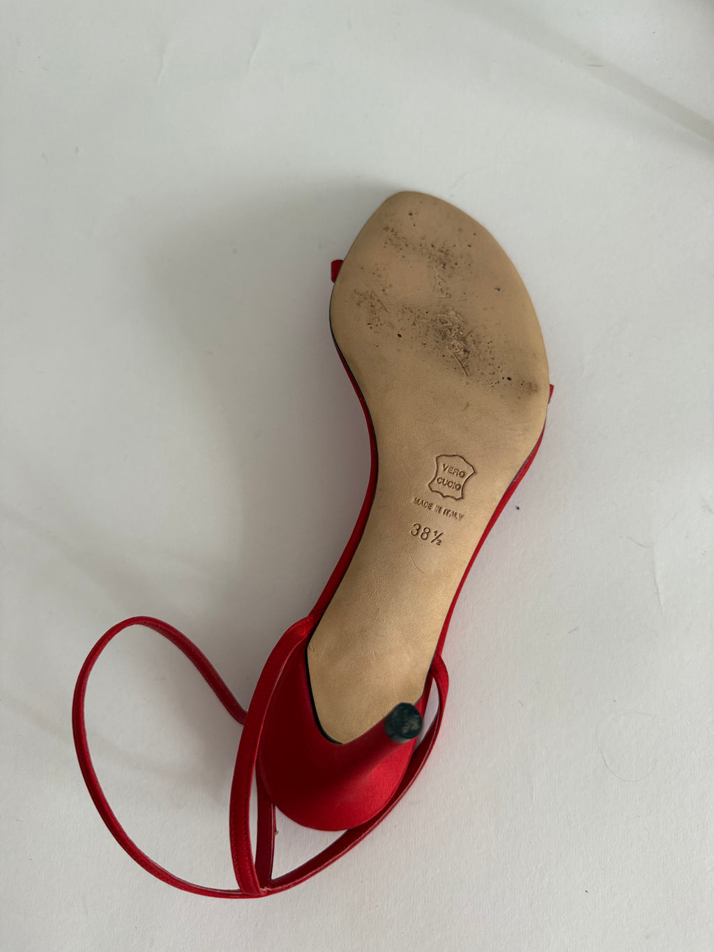 Vintage 90s red satin sandals