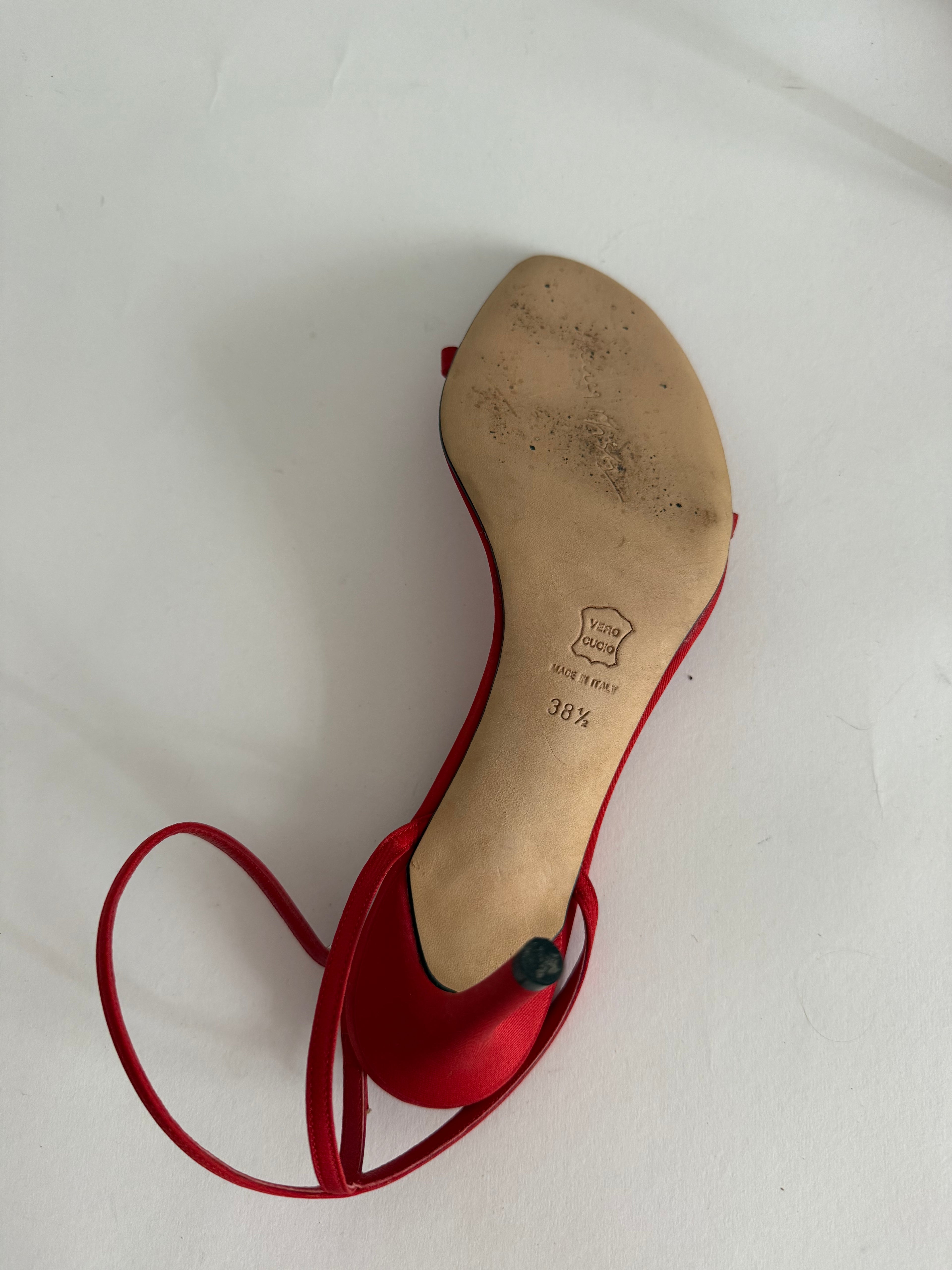 Vintage 90s red satin sandals