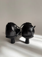 Prada black leather pumps t-strap 90s