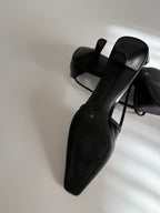 Prada black leather pumps t-strap 90s
