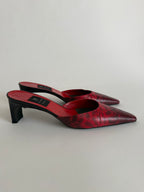 Vintage red snake print mules