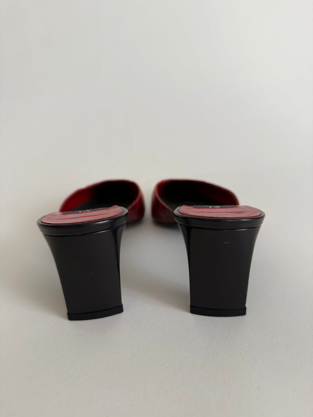 Vintage red snake print mules