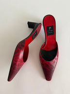 Vintage red snake print mules