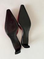 Vintage red snake print mules