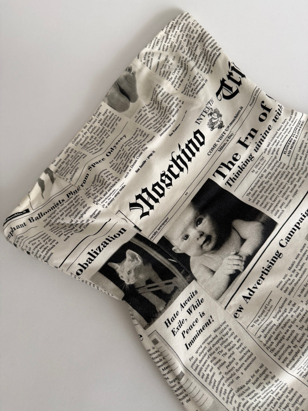 Iconic Moschino newspaper gazzette mini dress
