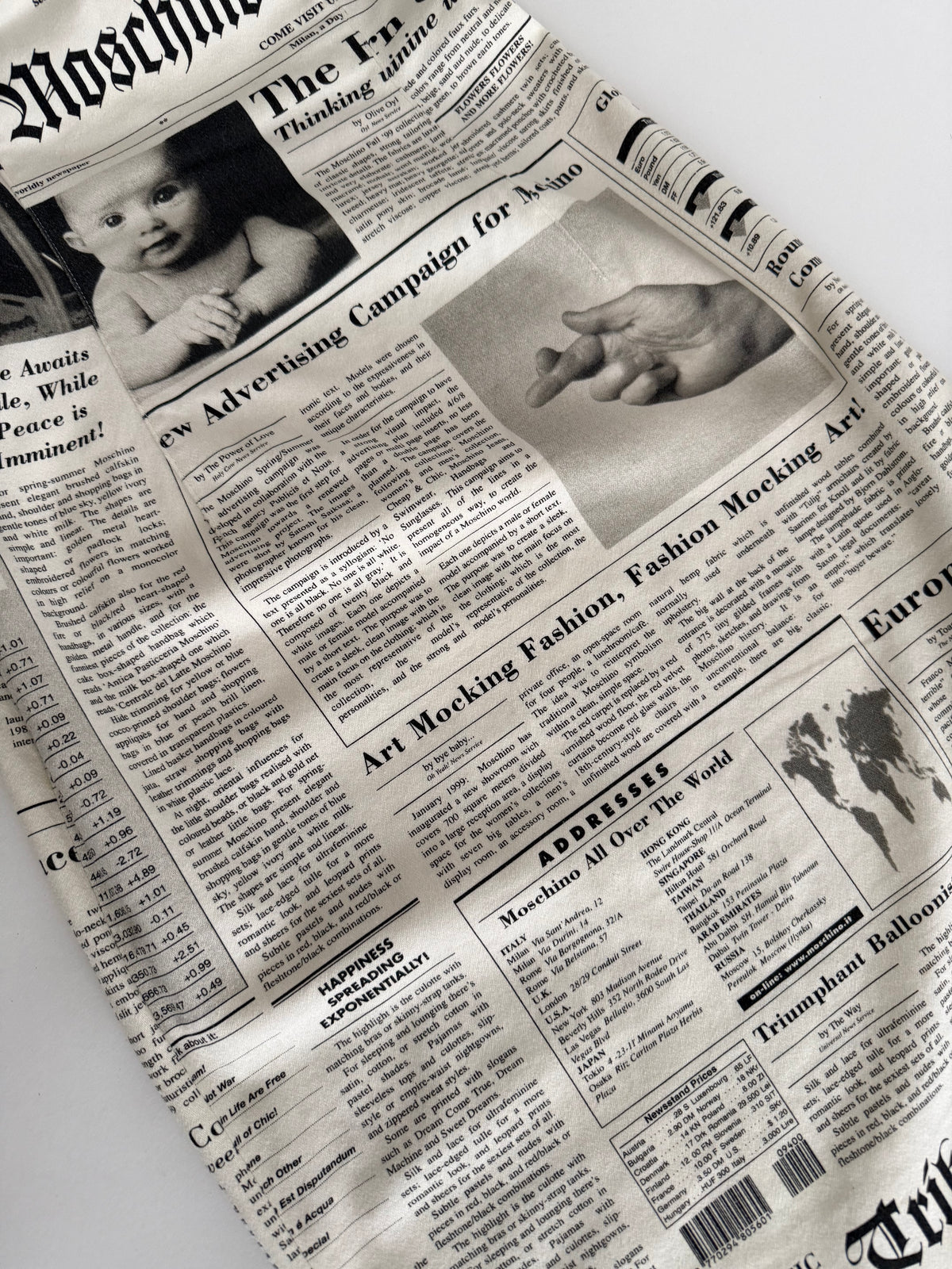 Iconic Moschino newspaper gazzette mini dress