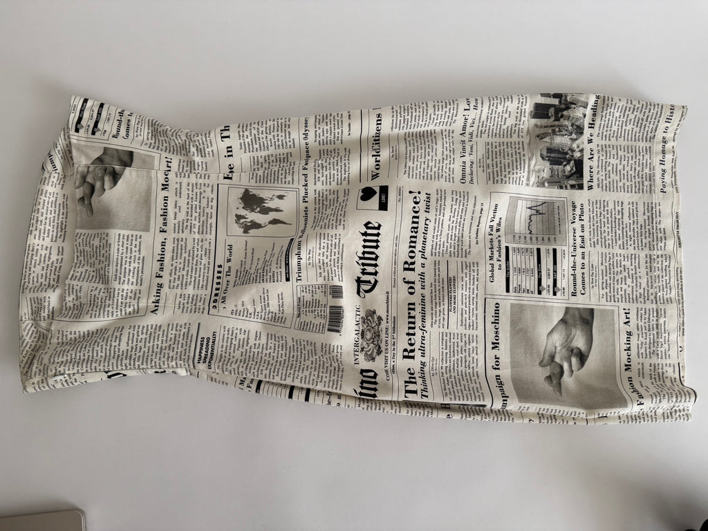 Iconic Moschino newspaper gazzette mini dress
