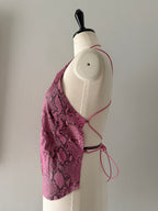 Vintage 90s pink python leather bare back top