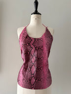 Vintage 90s pink python leather bare back top