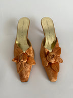 Richard Tyler velvet peach mules