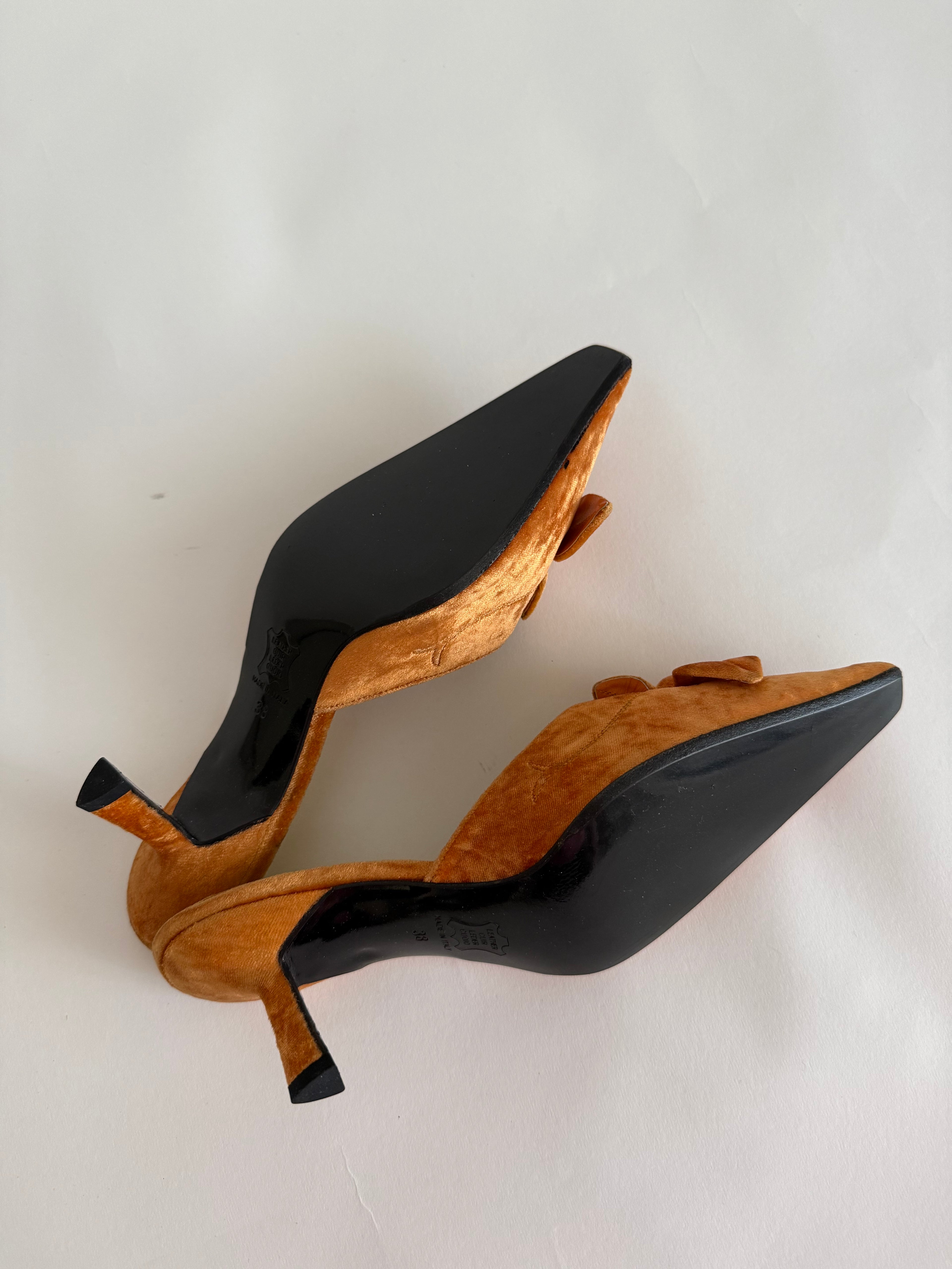 Richard Tyler velvet peach mules