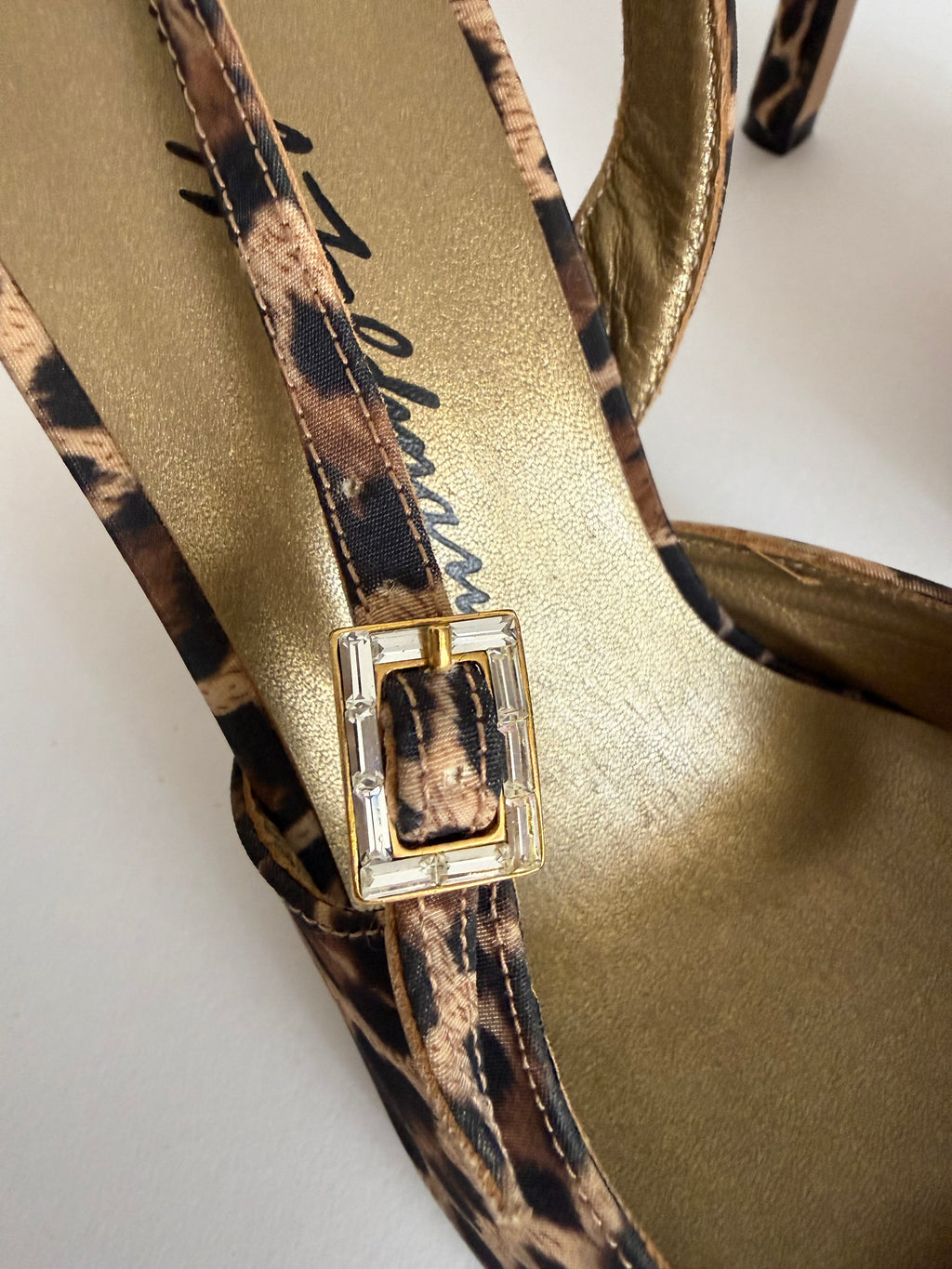 Beverly Feldman Leo print satin slingback
