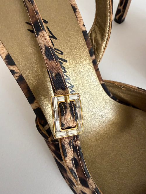 Beverly Feldman Leo print satin slingback