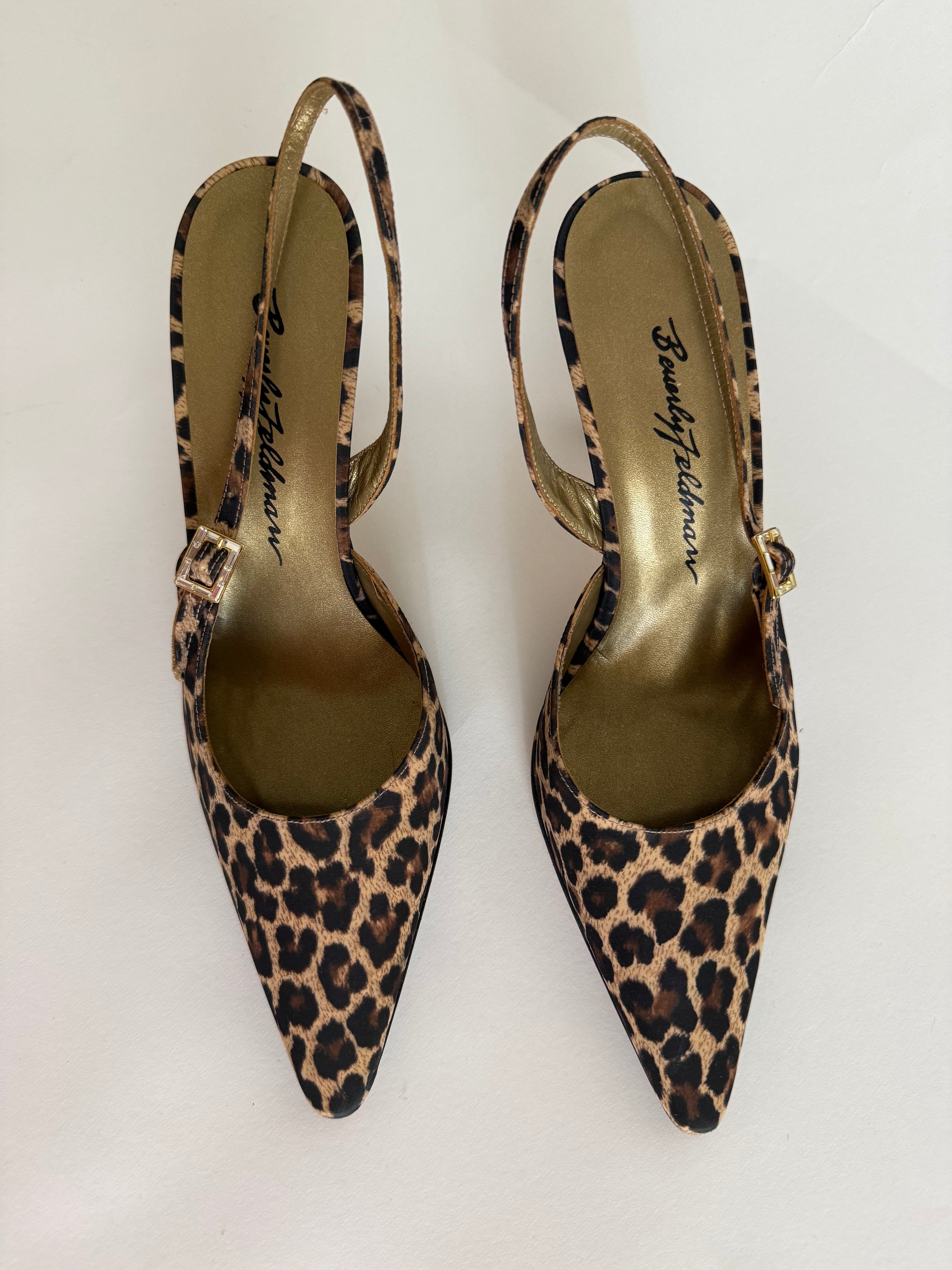 Beverly Feldman Leo print satin slingback