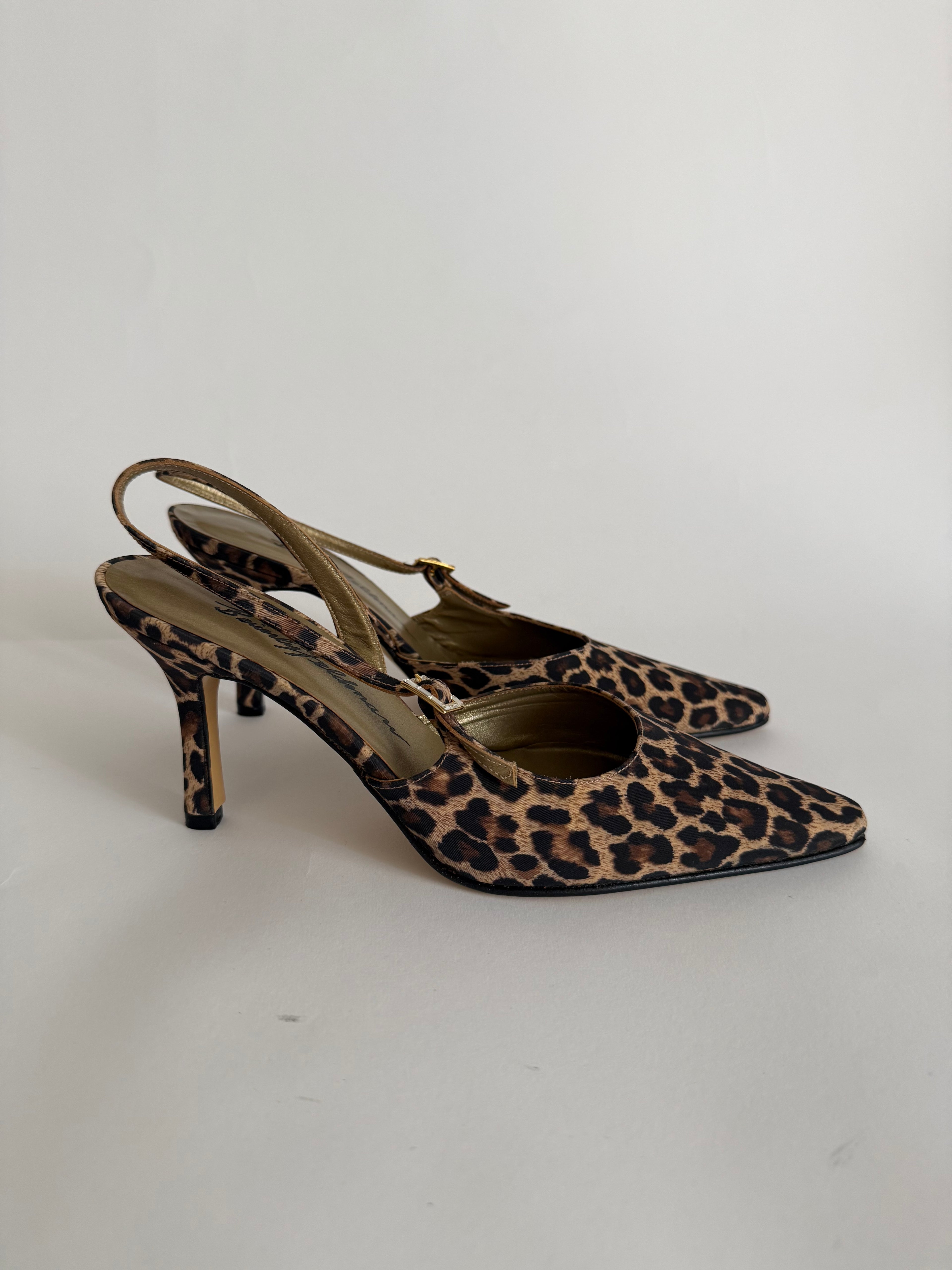 Beverly Feldman Leo print satin slingback