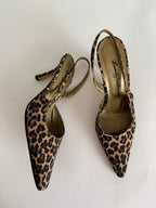 Beverly Feldman Leo print satin slingback