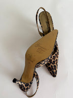 Beverly Feldman Leo print satin slingback