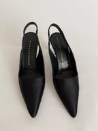 Silk vintage black slingback