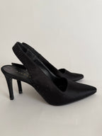 Silk vintage black slingback