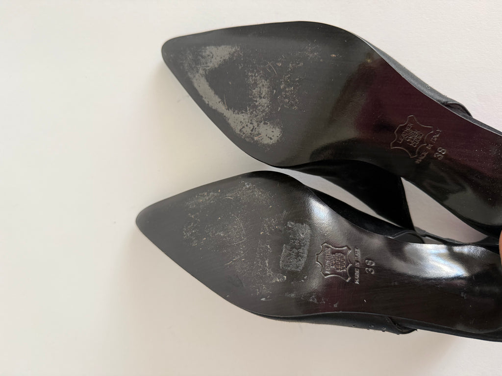 Silk vintage black slingback