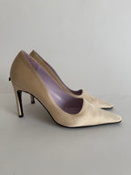 Maud Frizon 90s champagne silk bow heels